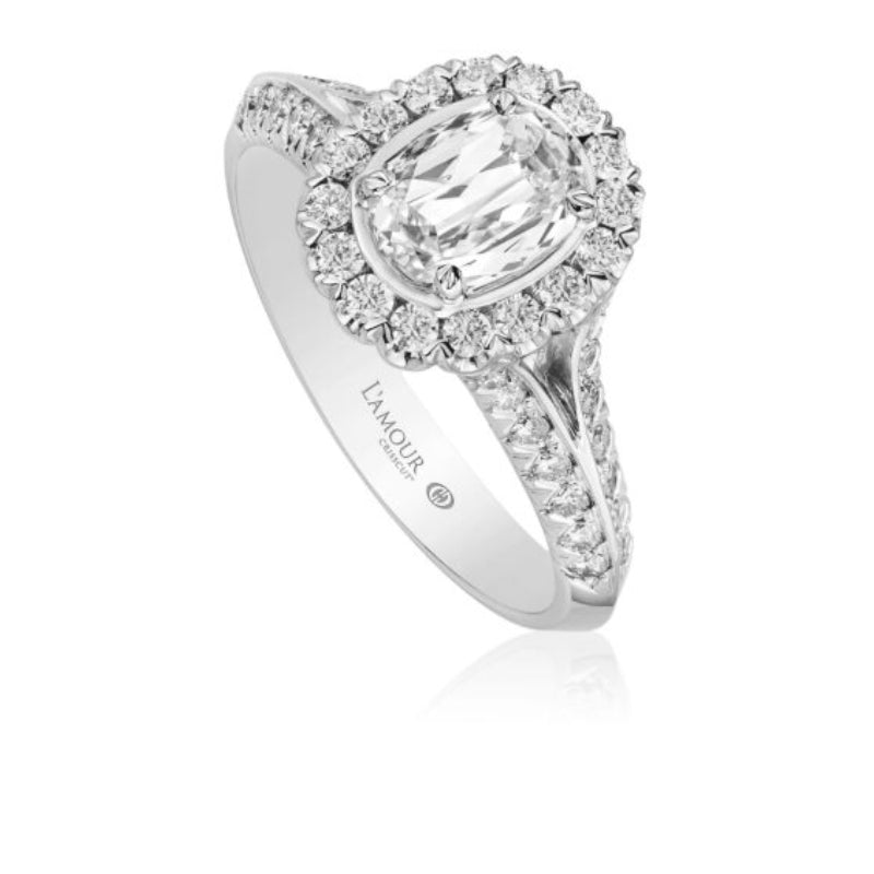 Christopher Designs L'Amour Crisscut Oval Diamond Engagement Ring