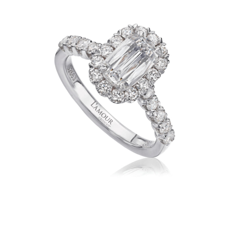 Christopher Designs Traditional Diamond Engagement Ring with Round Cut Diamond Setting in 18K White Gold