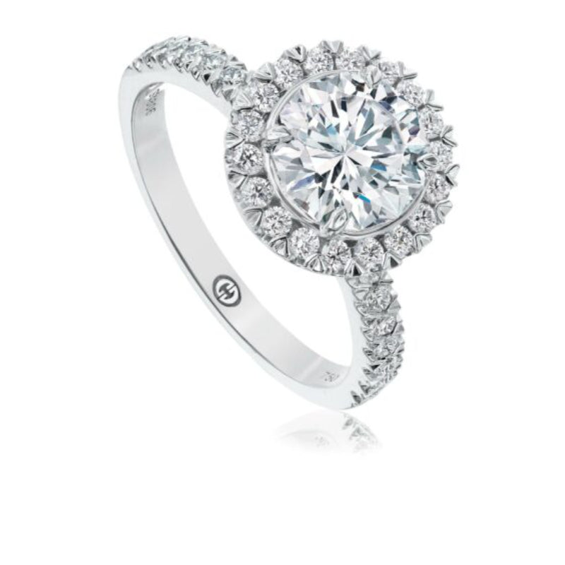 Christopher Designs Simple Engagement Ring Setting with Halo and Diamond Band