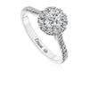 Christopher Designs Classic Halo Engagement Ring Setting with Round Diamond Band in White Gold