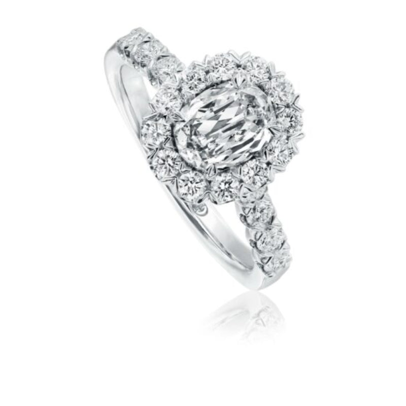 Christopher Designs Oval Engagement Ring with Classic Halo Setting