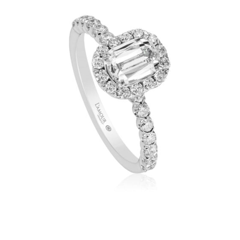 Christopher Designs Simple Halo Engagement Ring with Diamond Band