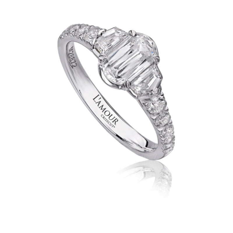 Christopher Designs Classic Diamond Engagement Ring with Side Diamonds Set in 18K White Gold.