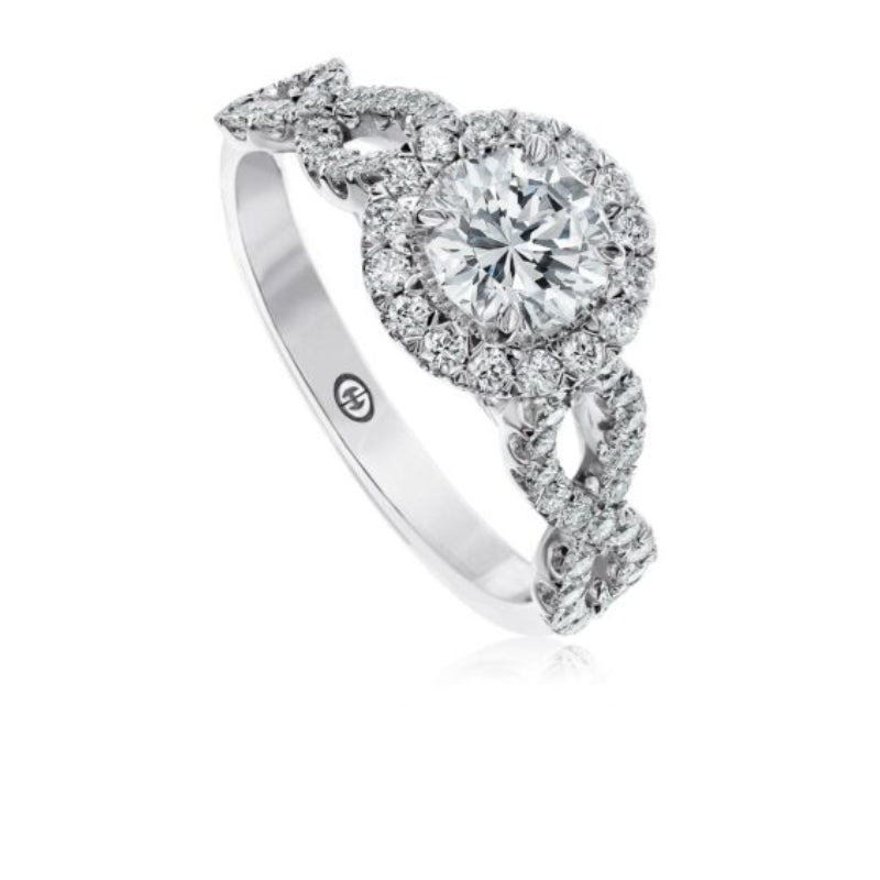 Christopher Designs Halo Engagement Ring Setting with Diamond Twist Band