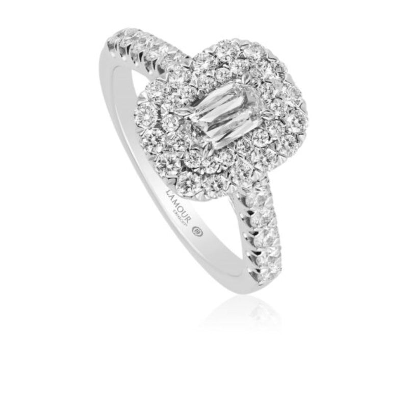 Christopher Designs Double Halo Engagement Ring with Diamond Band