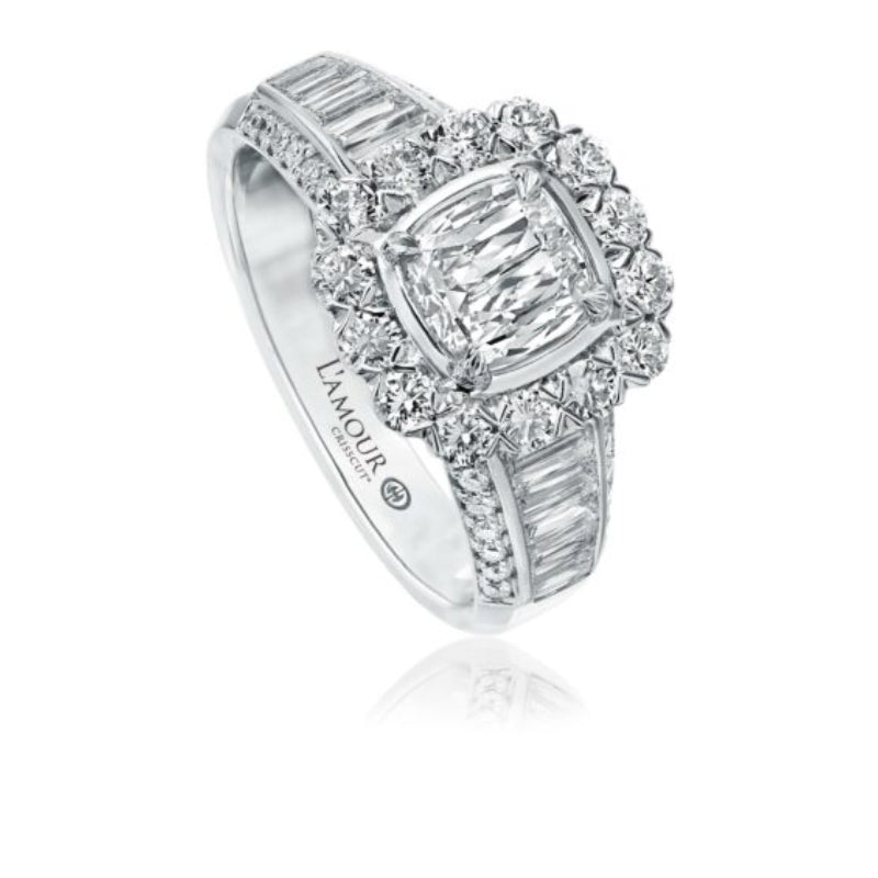 Christopher Designs L'Amour Crisscut® Cushion Shape Diamond Engagement Ring