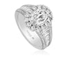 Christopher Designs Oval Diamond Engagement Ring with Halo and Tapered Baguette and Round Diamond Band