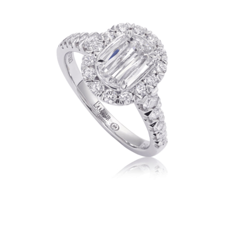 Christopher Designs Elegant Engagement Ring with Round Diamond Setting in 18K White Gold.