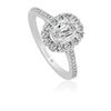 Christopher Designs Simple Oval Engagement Ring with Halo and Diamond Band