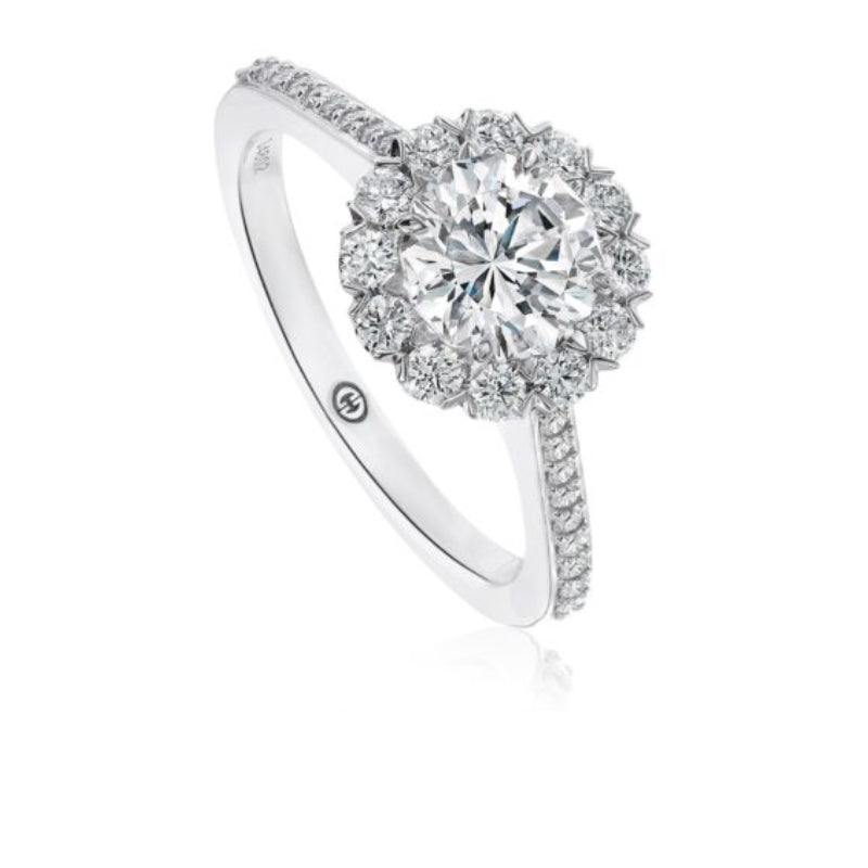 Christopher Designs Simple Engagement Ring Setting with a Halo with Pave Set Diamond Band