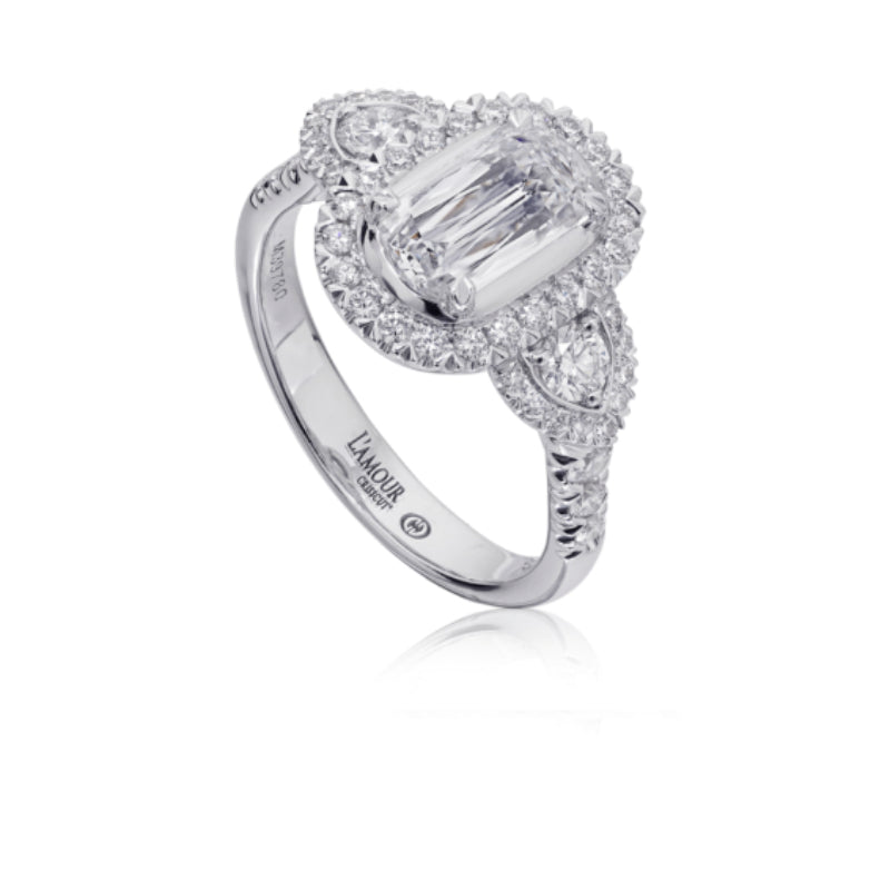 Christopher Designs Unique Diamond Engagement Ring in 18K White Gold with Round Diamond Sides