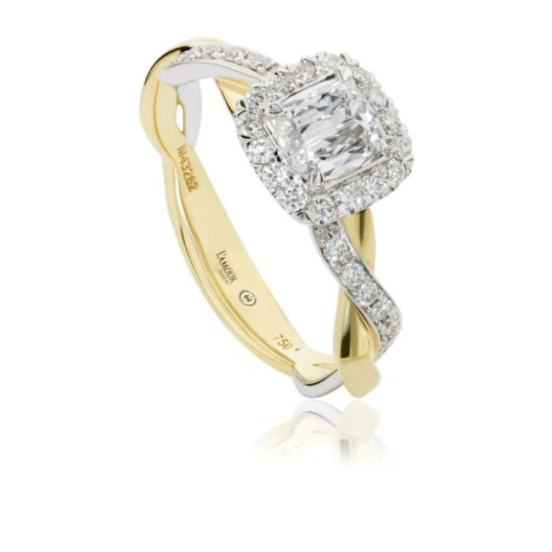 Christopher Designs Cushion Cut Diamond Band with Halo Setting