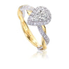 Christopher Designs Pear Shaped Engagement Ring with Halo Design and Two Toned Gold Twist Band