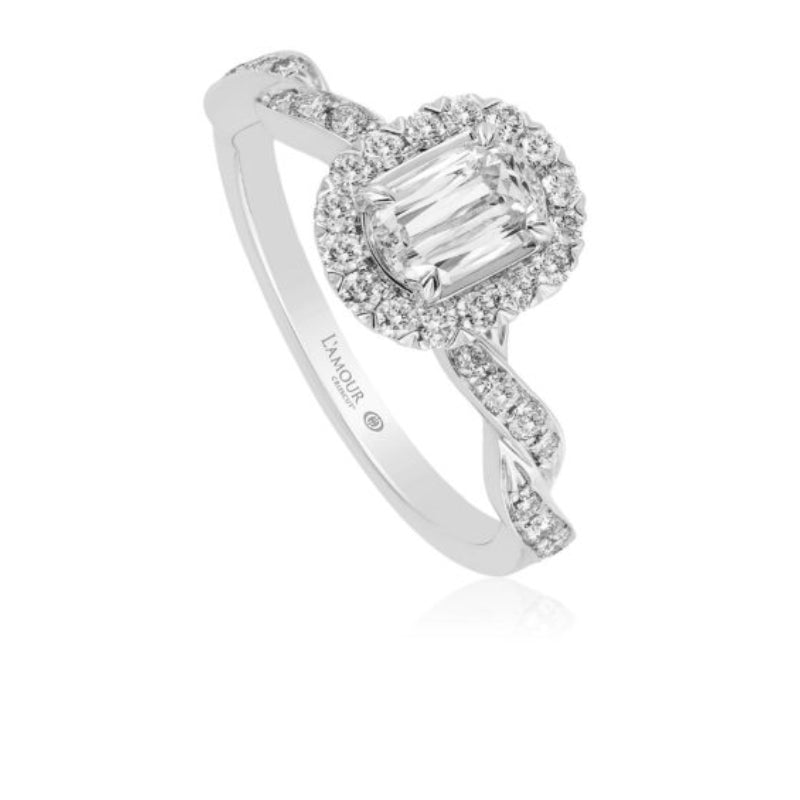 Christopher Designs Simple Halo Engagement Ring with Diamond Set Twist Band