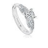 Christopher Designs Simple Engagement Ring with Cushion Cut Diamond and Round Diamond Setting