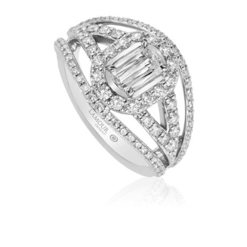 Christopher Designs Unique Halo Diamond Engagement Ring with Round Diamond Accents