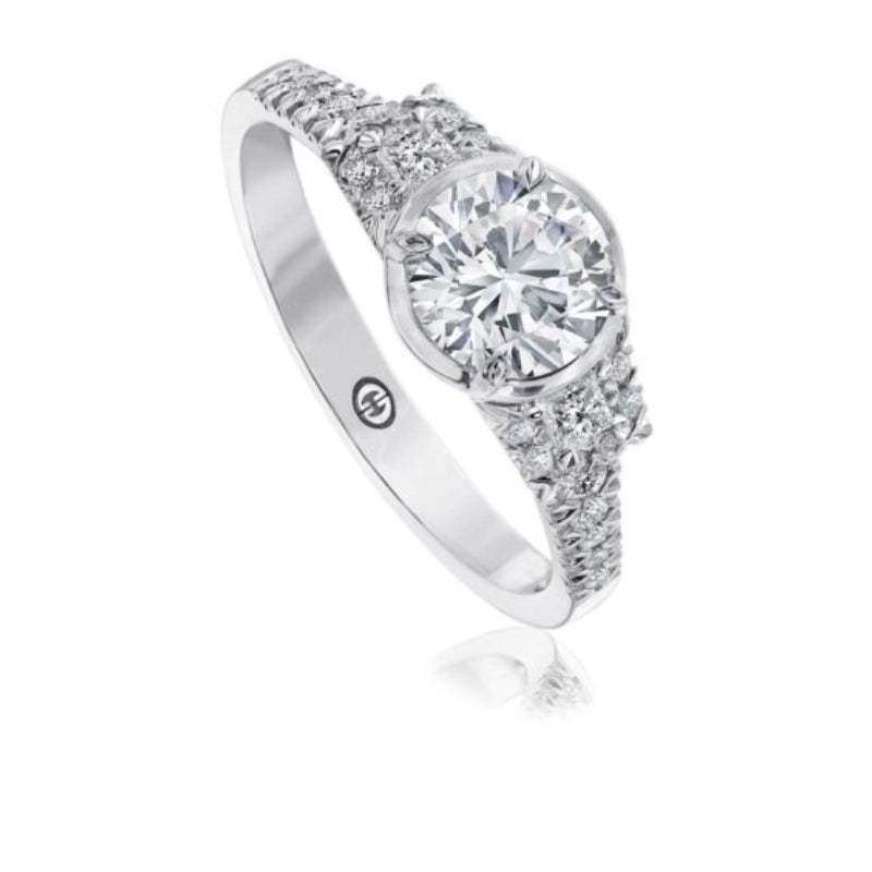 Christopher Designs Unique Solitaire Engagement Ring Bezel Setting with Princess Cut and Round Diamonds