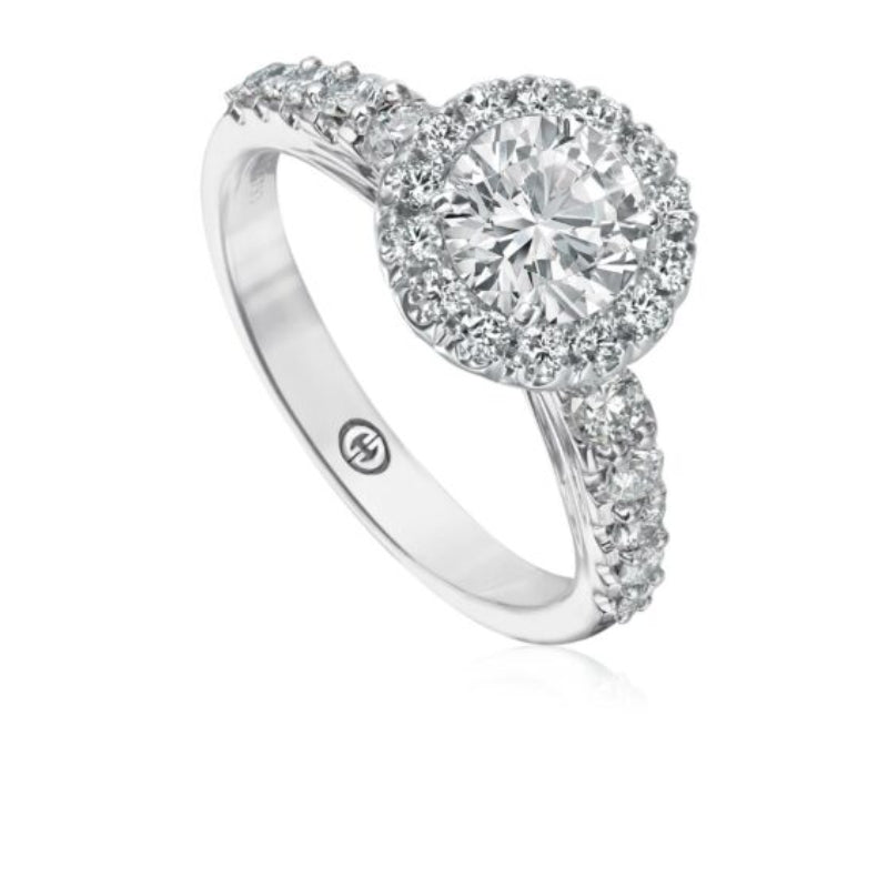 Christopher Designs Halo Engagement Ring Setting with Halo and Round Diamond Band