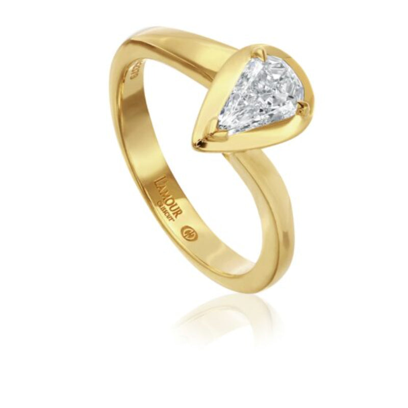 Christopher Designs Yellow Gold Pear Shaped Engagement Ring