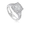 Christopher Designs Unique Halo Engagement Ring with Cushion Cut Diamond with Split Shank Design