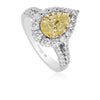 Christopher Designs Yellow Diamond Pear Shaped Engagement Ring with Halo and Diamond Set Split Shank