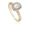 Christopher Designs Yellow Gold Halo Engagement Ring with Classic Diamond Band