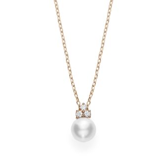 Mikimoto Akoya Cultured Pearl Pendant With Diamonds - 18K Pink Gold