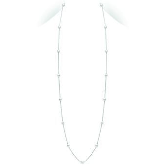 Mikimoto 32'' Akoya Cultured Pearl Station Necklace in White Gold