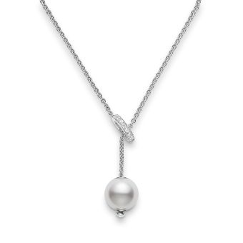 Mikimoto Pearls in Motion White South Sea Cultured Pearl Pendant with Diamonds in 18K White Gold